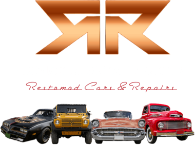 A group of cars that are sitting in front of the words righteous rides custom.