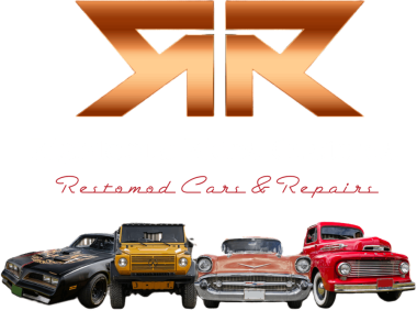 A group of cars that are sitting in front of the words righteous rides custom.